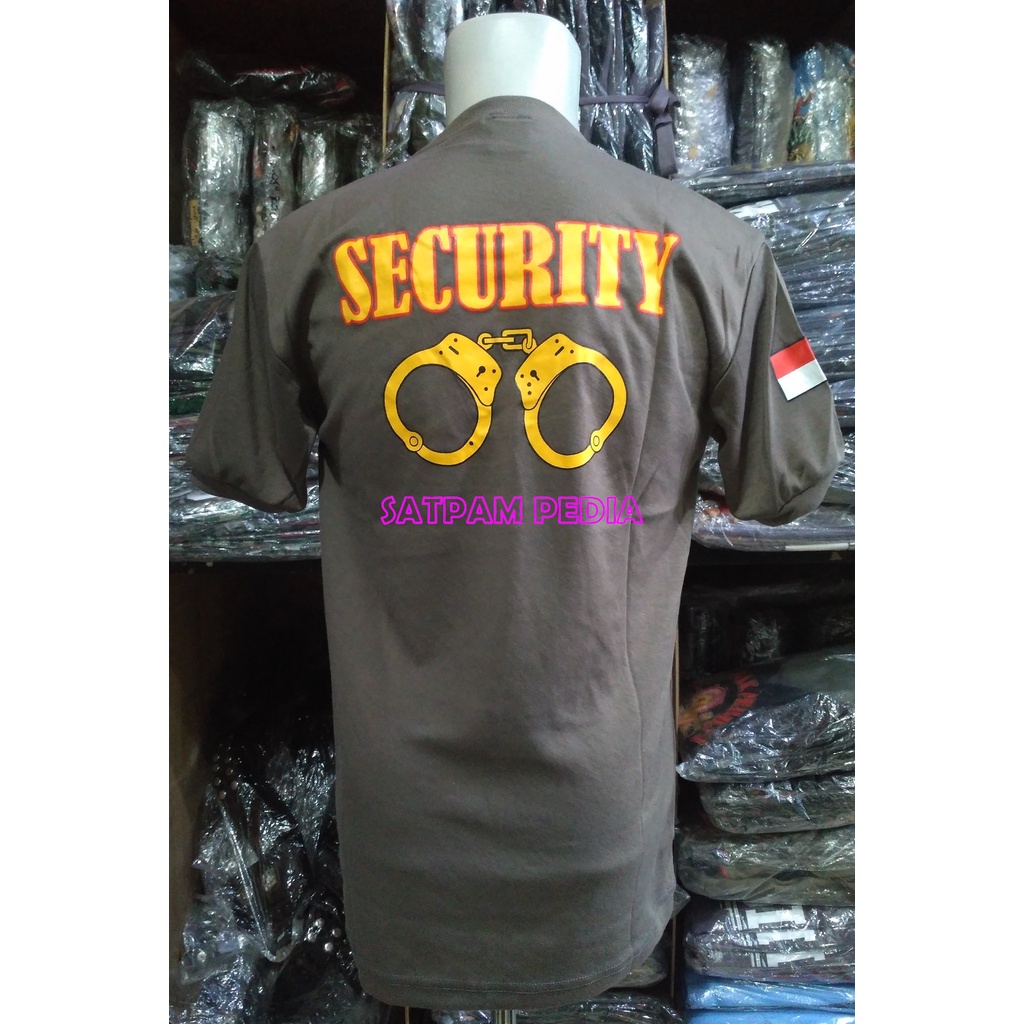 Kaos Satpam Coklat Sablon Gada - Kaos Security Coklat Sablon Gada