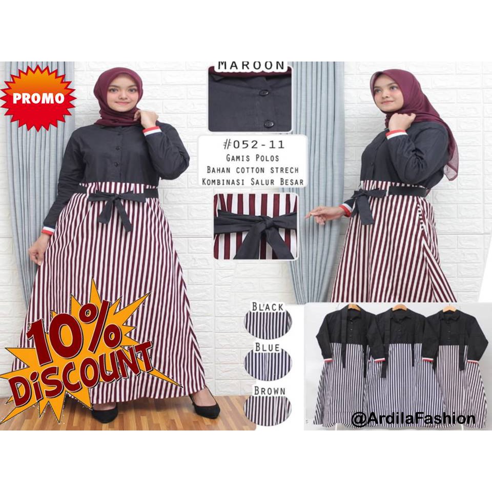 GAMIS POLOS "BAHAN CUTTON STRECH KOMBINASI SALUR BESAR"