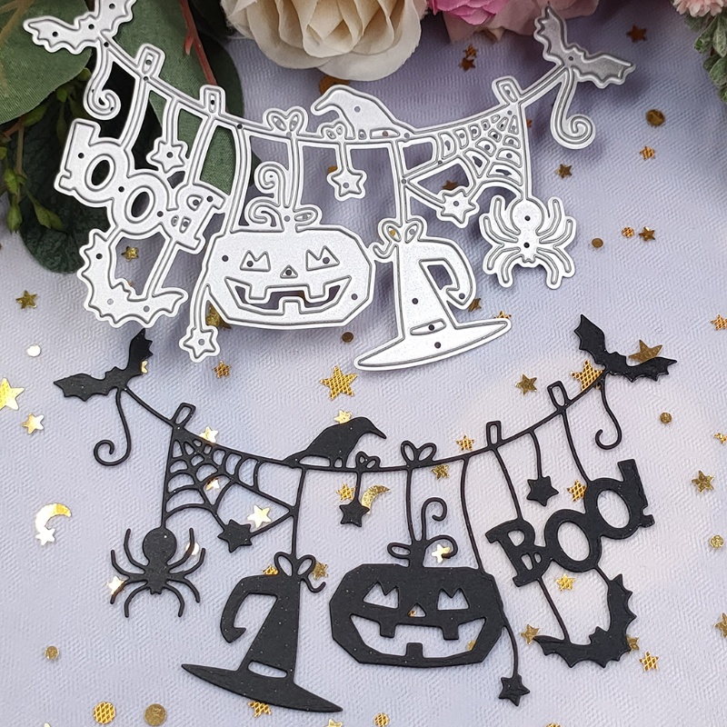 Cetakan Stensil Cutting Dies Motif Labu Halloween Bahan Metal Untuk Scrapbook / Craft DIY