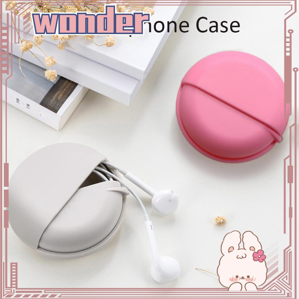 Wonderful Kotak Penyimpanan Earphone / Kabel Data Multifungsi Bentuk Bulat Bahan Abs