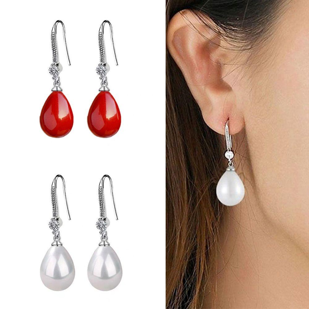 Preva 1pasang Anting Mutiara Desain Fashion Tahan Lama Bahan Alloy Air Mutiara Imitasi