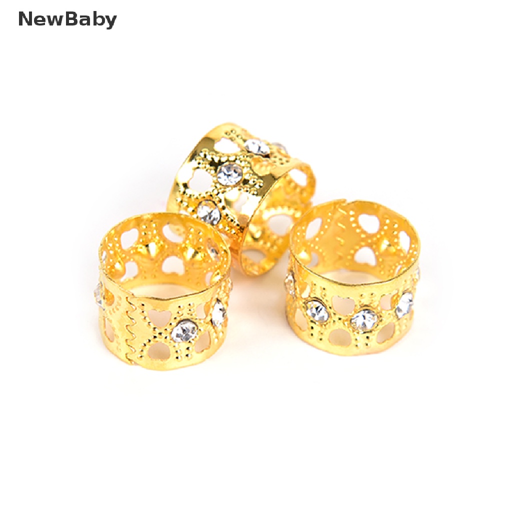 Newbaby 10Pcs Cincin Rambut Kepanggimbal Hias Berlian Imitasi Untuk Wanita