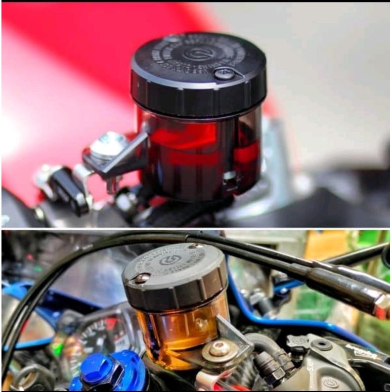 [BEST SELLER] TABUNG MINYAK MASTER REM MOTOR JUMBO SMOKE BLACK / botol tempat minyak master rem motor big set depan belakang universal