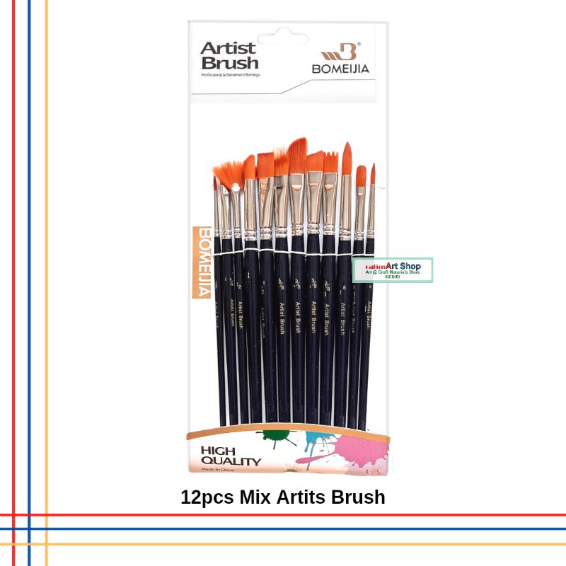 Kuas Lukis Set Bomeijia Mix 12pcs