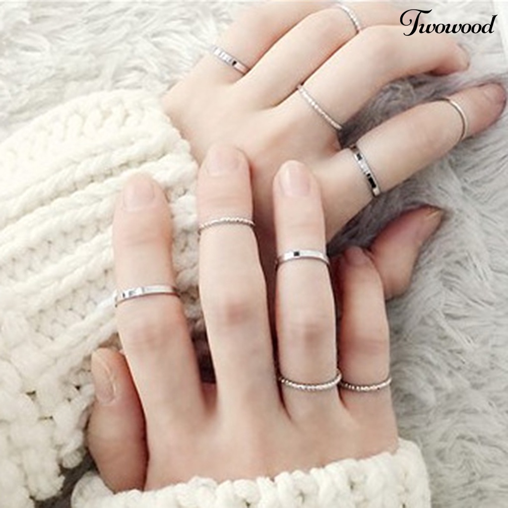 Twowood 10pcs / Set Mainan Fidget Ring Ringan Warna Polos Untuk Pria / Wanita