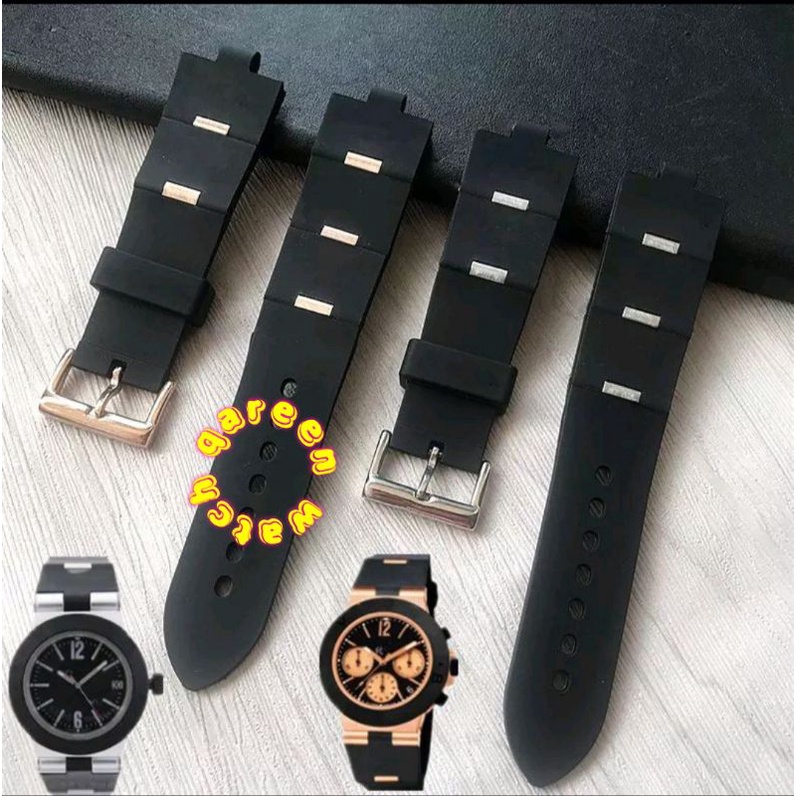 Tali BVLGARI DIAGONO AL38A Strap Tali Jam Tangan Bvlgari Rubber hitam strap jam bulgai 16mm 20mm 24mm