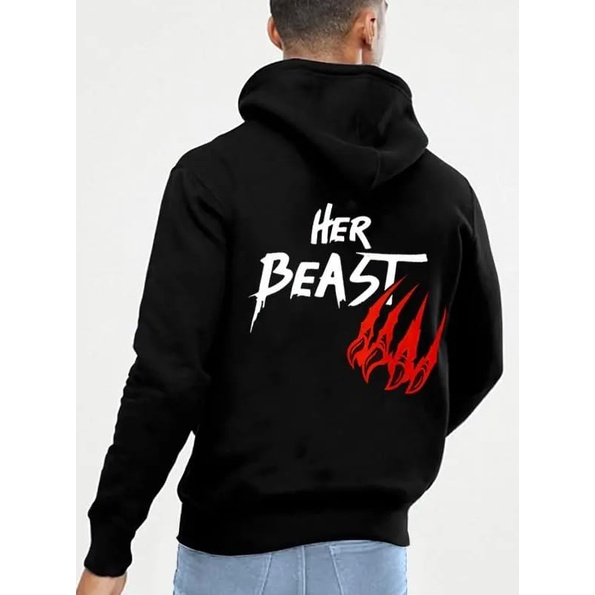 New Arrival Promo Hoodie Matching Couple Her Beast &amp; His Beauty Terbaik Black Series