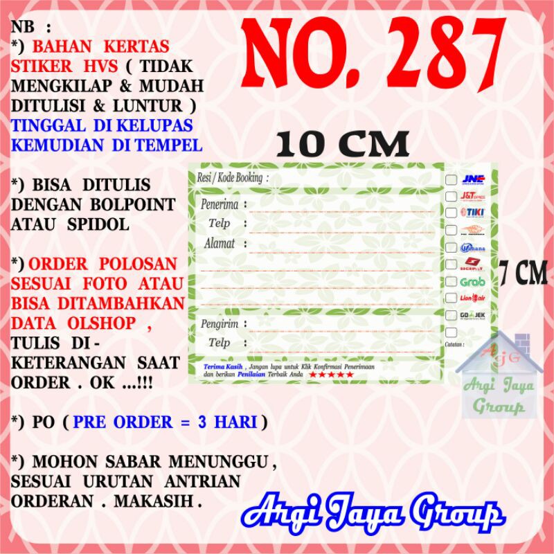 

Stiker HVS - Stiker Pengiriman - Sticker Alamat Olshop Murah Nomer 287-10x7cm