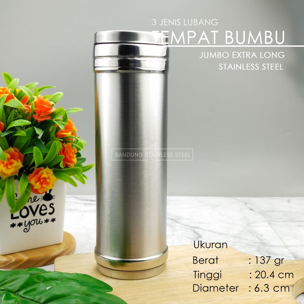 Pepper Shaker Tempat Bumbu Lada garam Tusuk Gigi Stainless Multifungsi Besar Kecil Jumbo Panjang