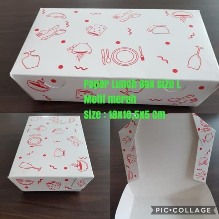 Promo PAPER LUNCH BOX MOTIF MERAH SIZE L (50PCS) Diskon