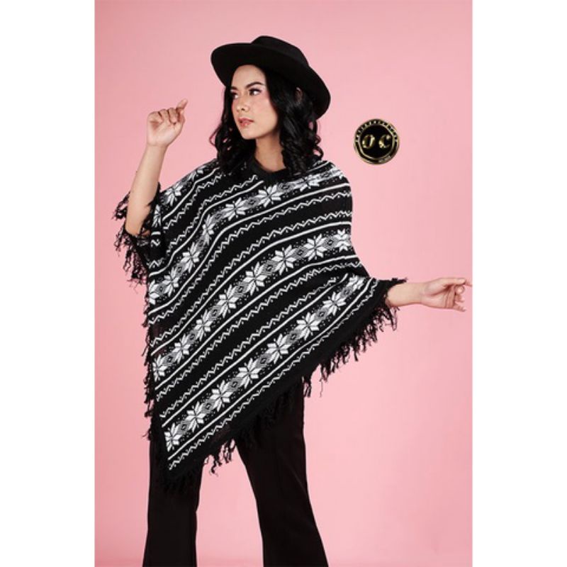 OUTWEAR PONCO RAWIS RAJUT / BAJU RAJUT / ATASAN WANITA RAJUT / RAJUT KOREA / RAJUT BLADER