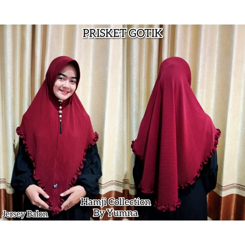 Jilbab Bergo Plisket Lidi Gotik Keliling Kerudung Pet Jersey Airish Super