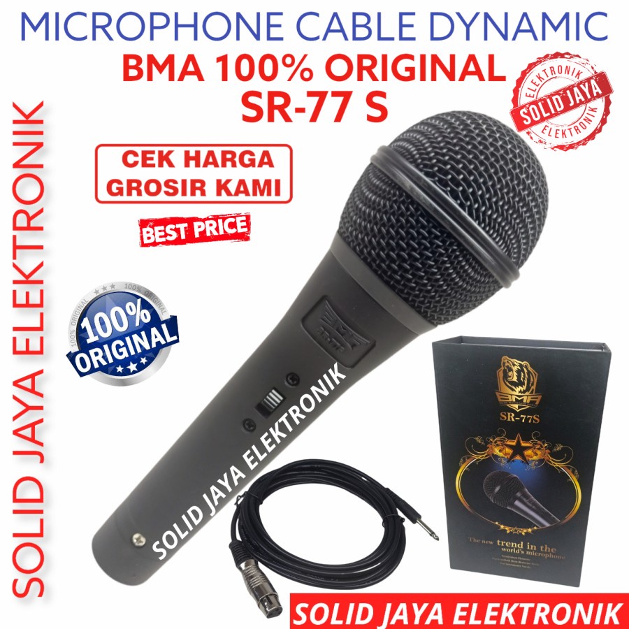 MIC MICROPHONE BMA SR-77S DYNAMIC KABEL CABLE SR77S SR 77S SR-77S SR-77 SR 77 VOKAL VOCAL KARAOKE PROFESIONAL INSTRUMENT VOCAL BMA ORI ASLI ORIGINAL
