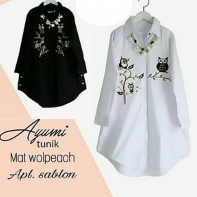 "New" Atasan Wanita Ayumi Tunik Blouse Baju Muslim Blus Muslim - Hitam