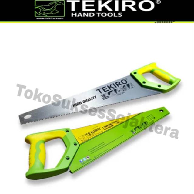 TEKIRO Gergaji Tangan 18&quot; 18 Inch Gagang TPR 2 Mata Gergaji Kayu Triplek Gypsum GRC Board 2 Teeth