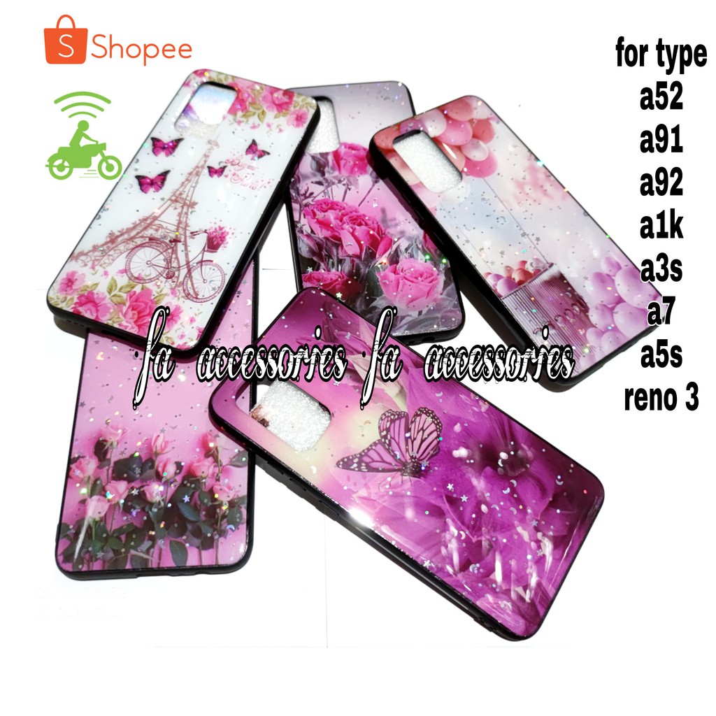 FA Softcase tpu bling casing OPPO A52 A91 A92 A1K A3S A7 A5S RENO 3 silicon hp motif butterfly