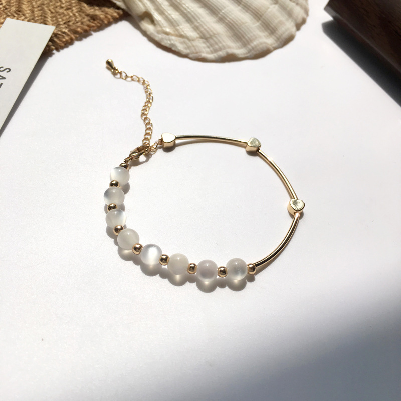 Fashion Simple Personality Asymmetric Opal Bracelet Metal Hand Jewelry