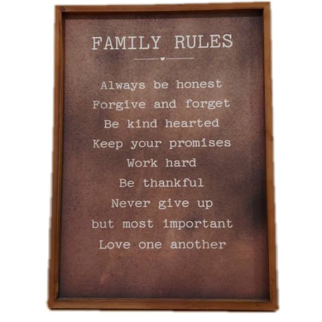PAJANGAN FAMILY RULES P40,5 x L2 x T55,5 cm