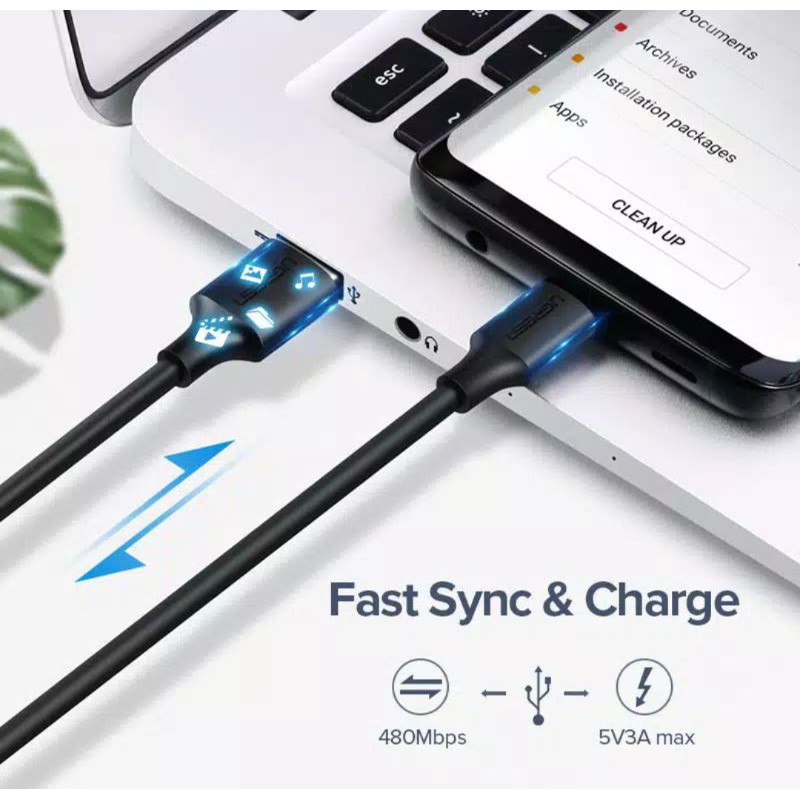 Kabel Data Ugreen Type C 3A - Ugreen Usb C 3A Support Qc 3.0 Original Fast Charging