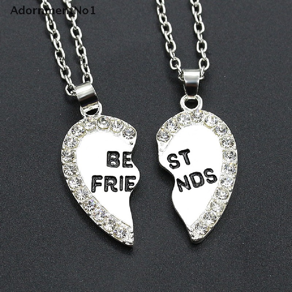 (AdornmentNo1) Kalung Rantai Dengan Liontin Hati Motif Tulisan Best Friend Untuk Wanita