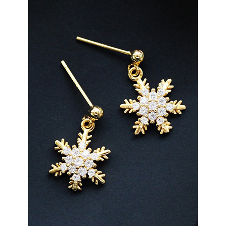 Anting Tusuk Desain Snowflake Natal Untuk Musim Gugur Dan Dingin