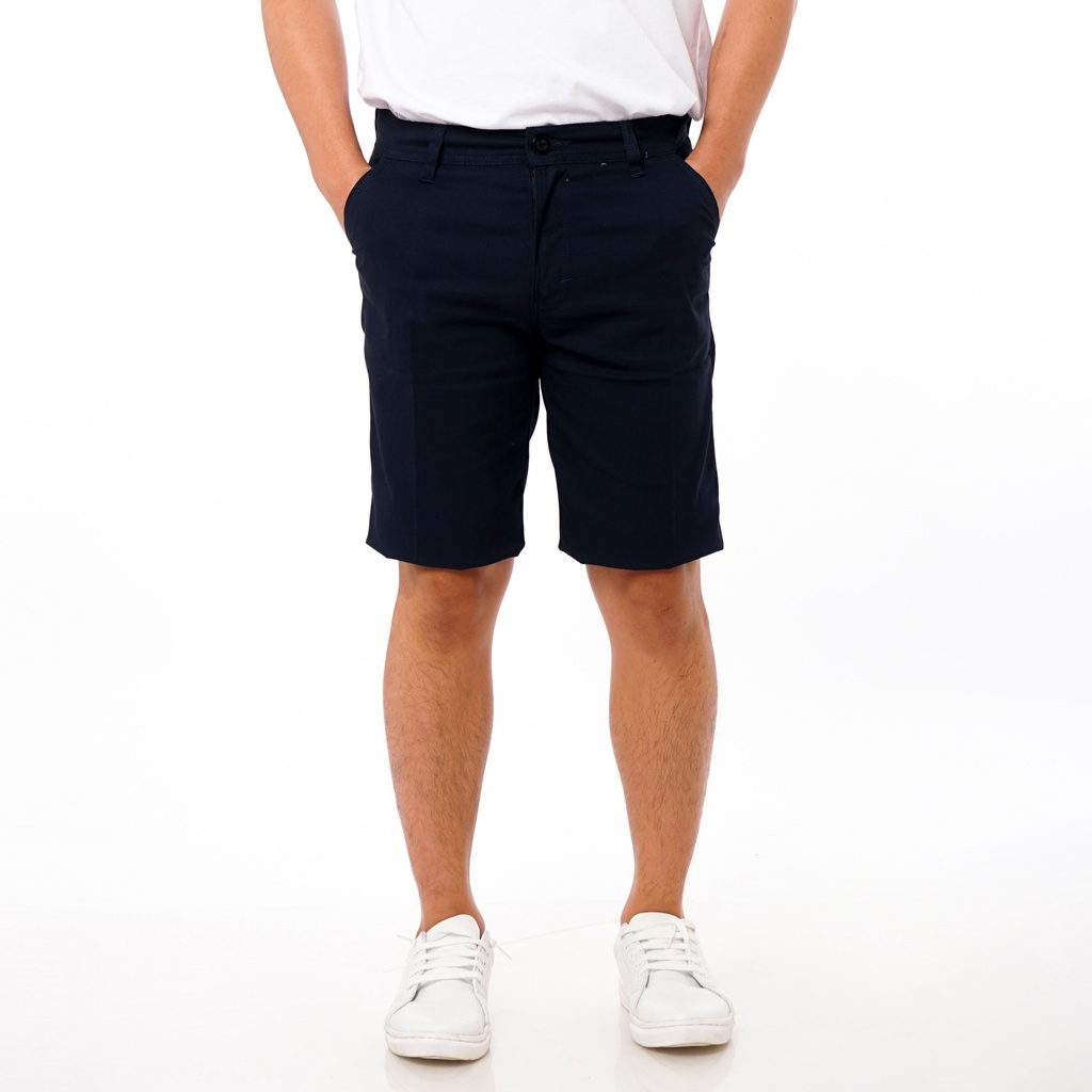 SANVANINA Celana Pendek Chino Slim Fit Biru Dongker | Short Harper Chino Navy Pants EA-026F