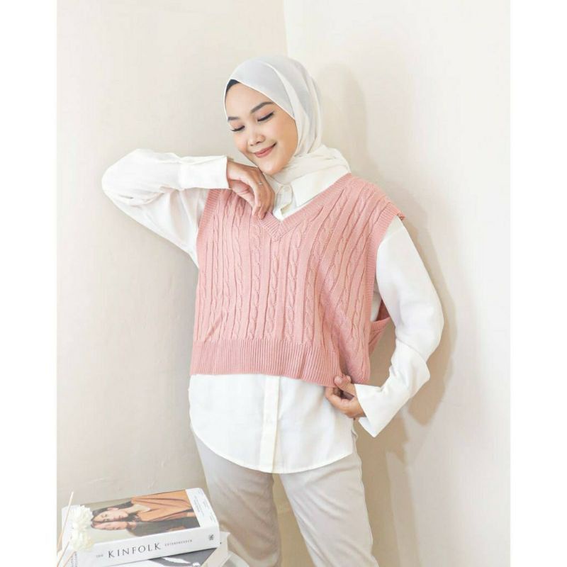 New Sweet Berry - Honey Vest Sweater (rompi rajut tanpa lengan)