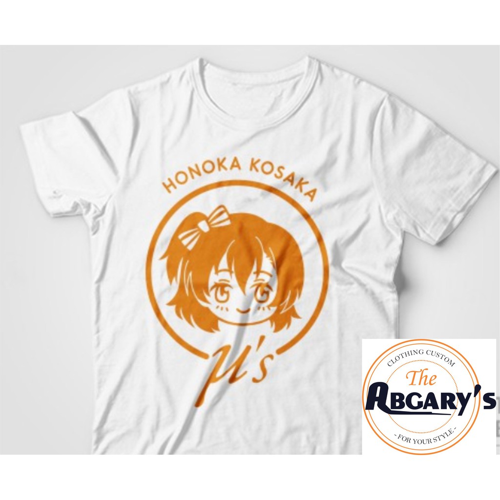 Kaos Tokoh Honoka Kosaka Anime Love Live Kartun Jepang Manga Tshirt Unisex Cewe Cowo Warna Putih