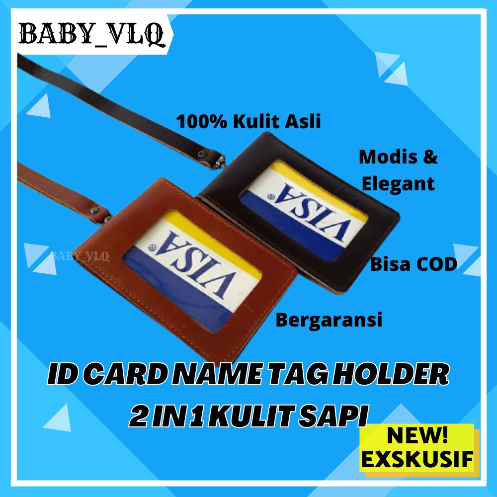 

ID CARD NAME TAG KULIT ASLI LANYARD KEPLEK KULIT HOLDER PANITIA KULIT SAPI ASLI TALI 2 IN 1 RR16