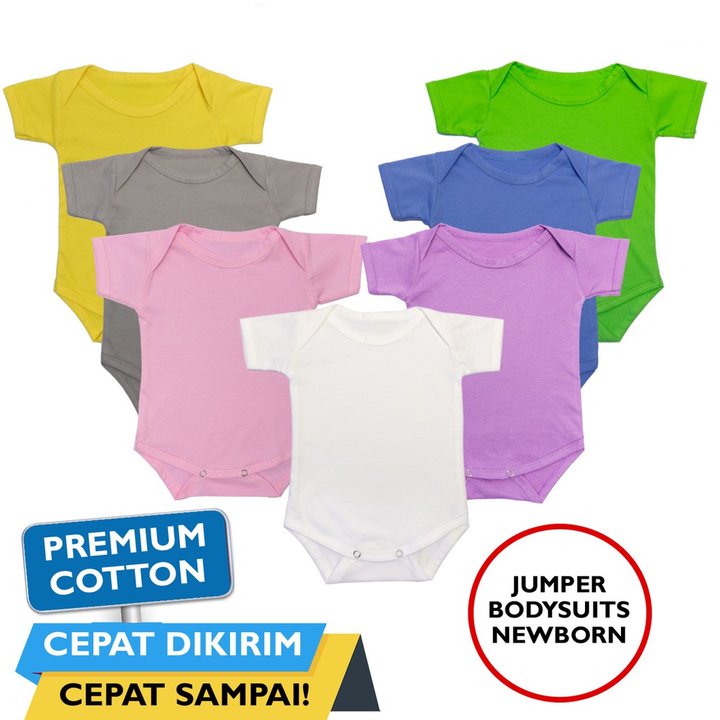 Baju Bayi Jumper Bayi Bodysuits Polos Bahan Katun Lembut Newborn Baru Lahir