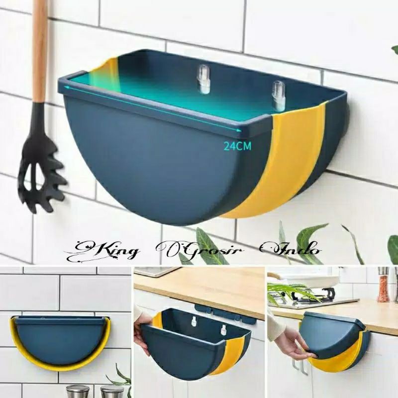 Tempat Sampah Mobil Dapur Toilet Gantung Lipat / Oval Foldable Kitchen Bin