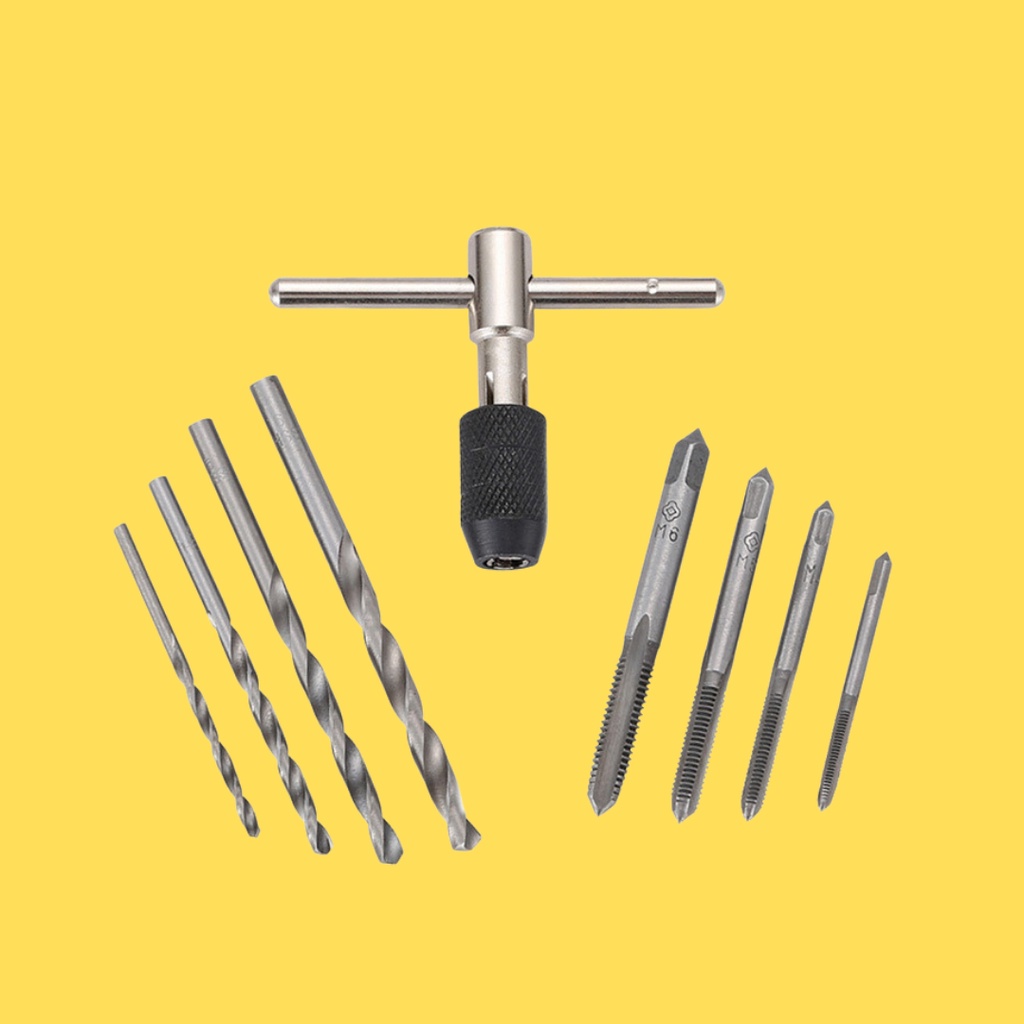 Mata Bor Hand Tap Die Set - Pembuat Ulir Sekrup dengan Tap Wrench Original