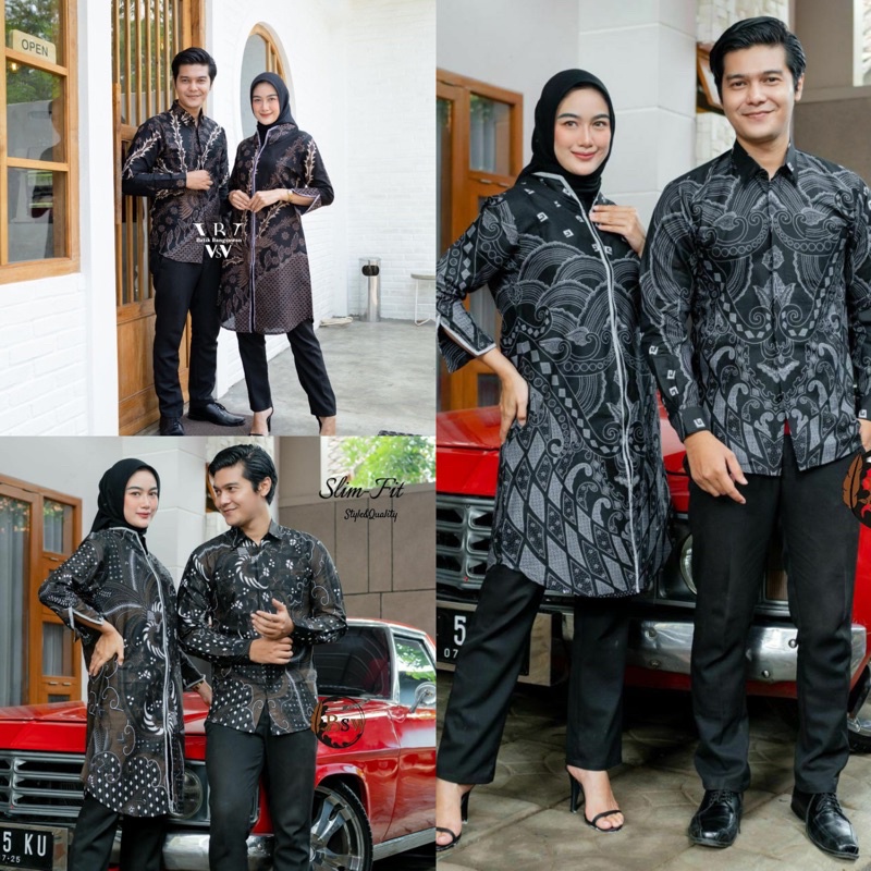 Couple Batik Tunik Modern Seragam Kerja Kantor Lengan panjang