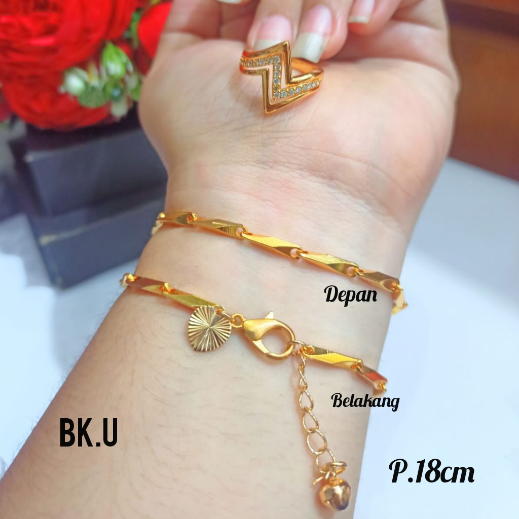 GELANG RANTAI TITANIUM WANITA DEWASA FREE CINCIN KASUAL (MOTIF VARIASI) ELEGAN HARGA TERMURAH TIDAK KARAT