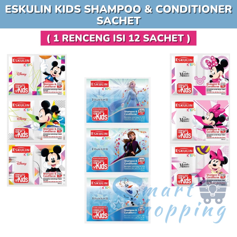 ESKULIN KIDS SHAMPOO & CONDITIONER ( 1 RENCENG ISI 12 SACHET ) / SHAMPO ANAK