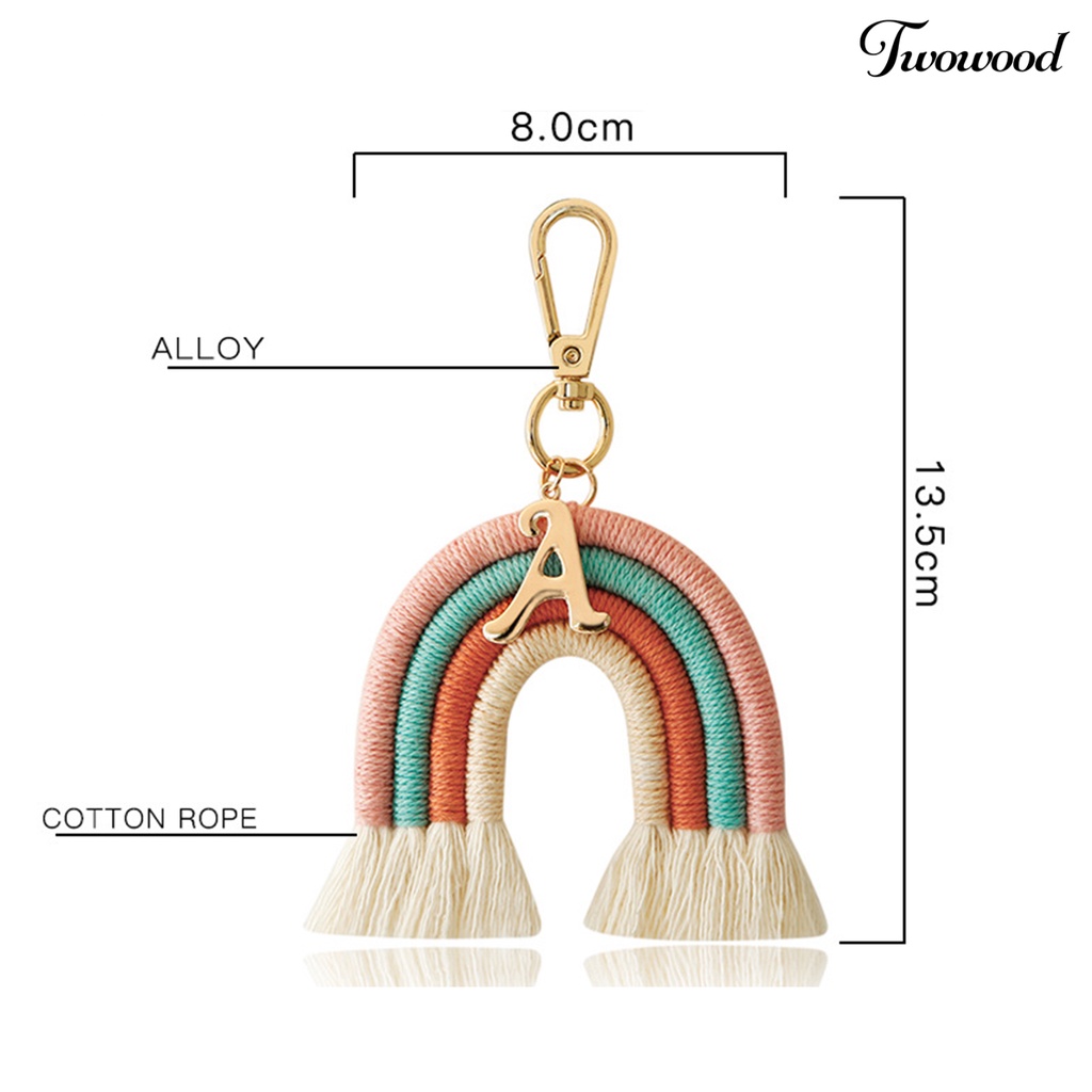 Gantungan Kunci Bentuk Pelangi Bahan Alloy Dengan Tali Katun Gaya Nordic Untuk Anak Perempuan