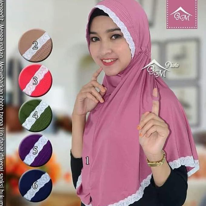 Termurah Terbaik  HIJAB JILBAB LANGSUNG INSTAN SYRIA BERGO SERUT RENDA JERSEY JOYA - Hitam