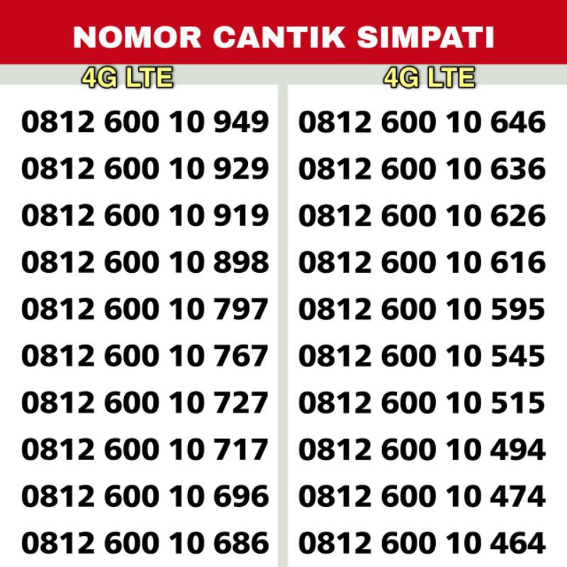 Nomor Cantik Simpati Murah Istimewa Hoki