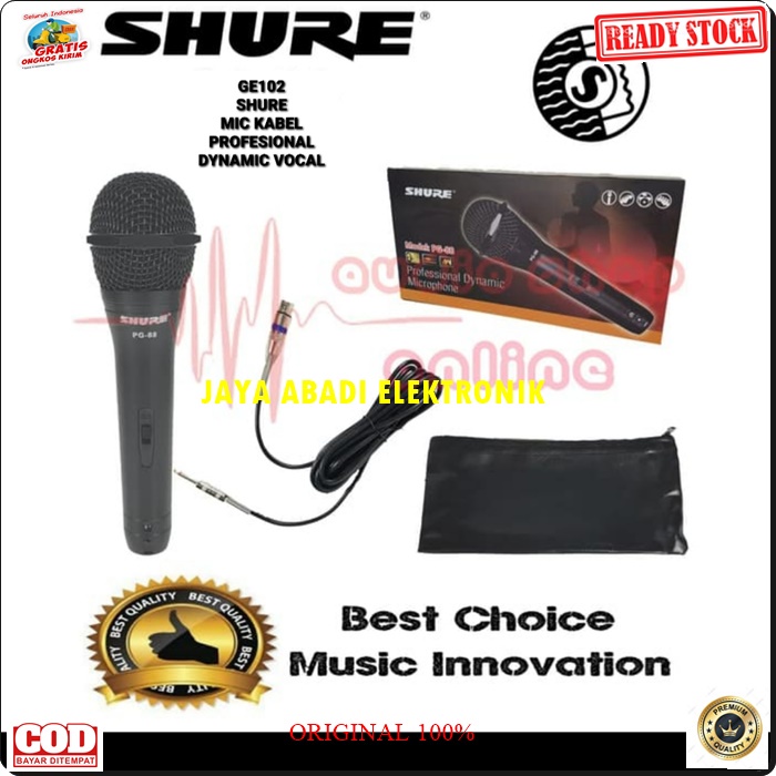 G102 SHURE SOUNDBEST MIC KABEL KARAOKE LEGENDARY DYNAMIC MIKROPON MIK MICROPHONE CARDIOID MIKROPHONE MEETING METING CABLE VOKAL ARTIS VOCAL AUDIO SOUND BEST SISTEM PROFESIONAL PRO PENGERAS SUARA HIFI METAL FULL BESI SUARA SENSITIF MC PIDATO SEMINAR CERAMA