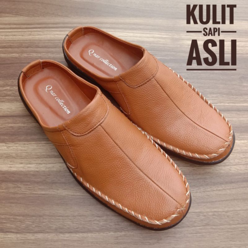 Sepatu sandal pria kulit asli bustong pria sandal selop pria kulit asli