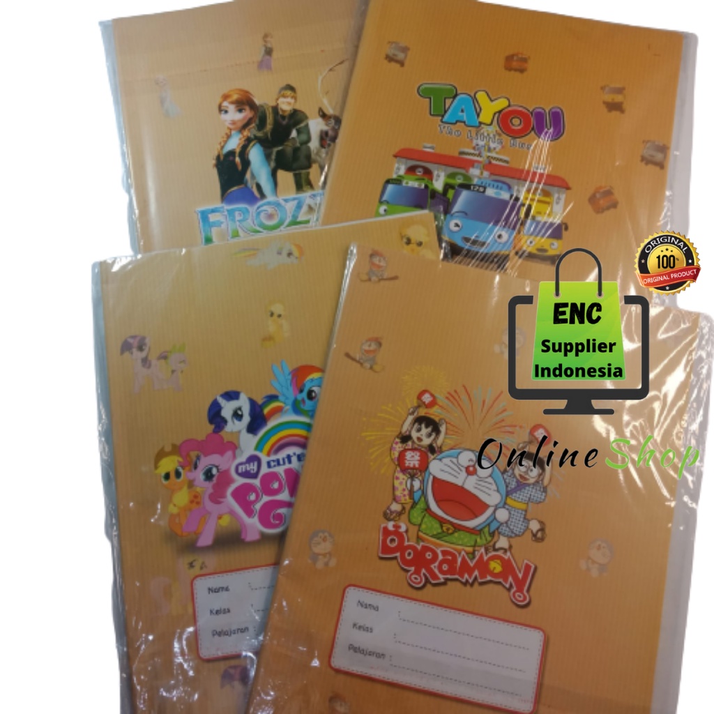 

20 lembar Sampul buku kuarto coklat gambar fancy kwarto q4 motif cewek cowok per pak - enc.sup