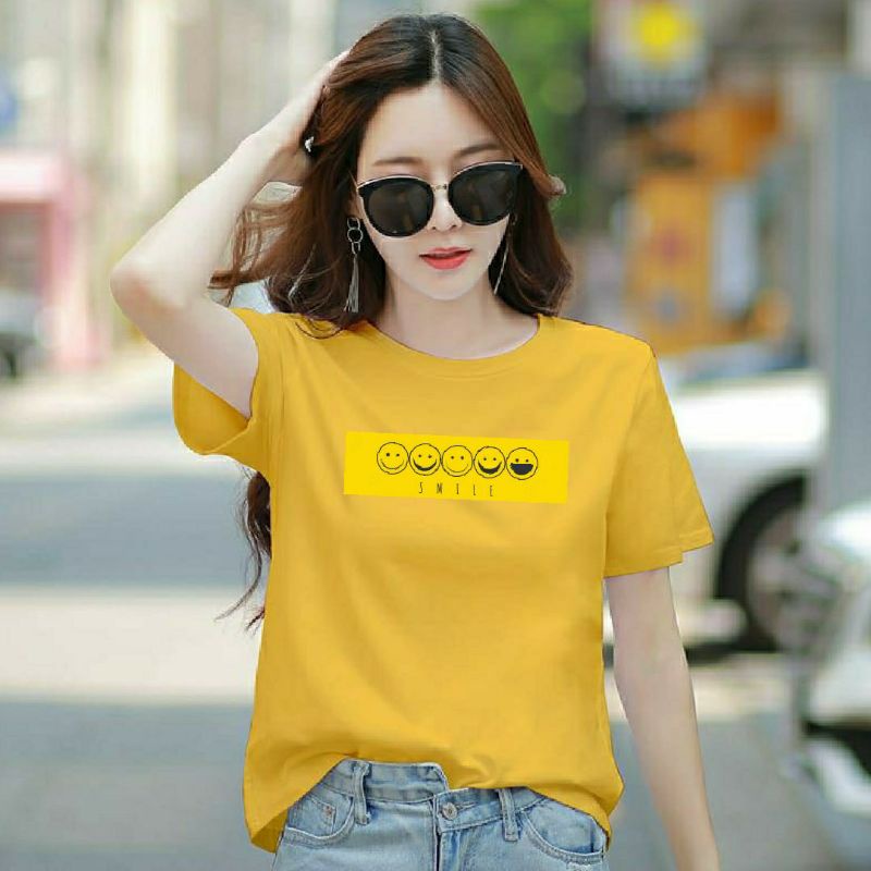 Kaos Oblong Wanita EMOTE KUNING Kaos Distro Wanita Atasan Tshirt Wanita