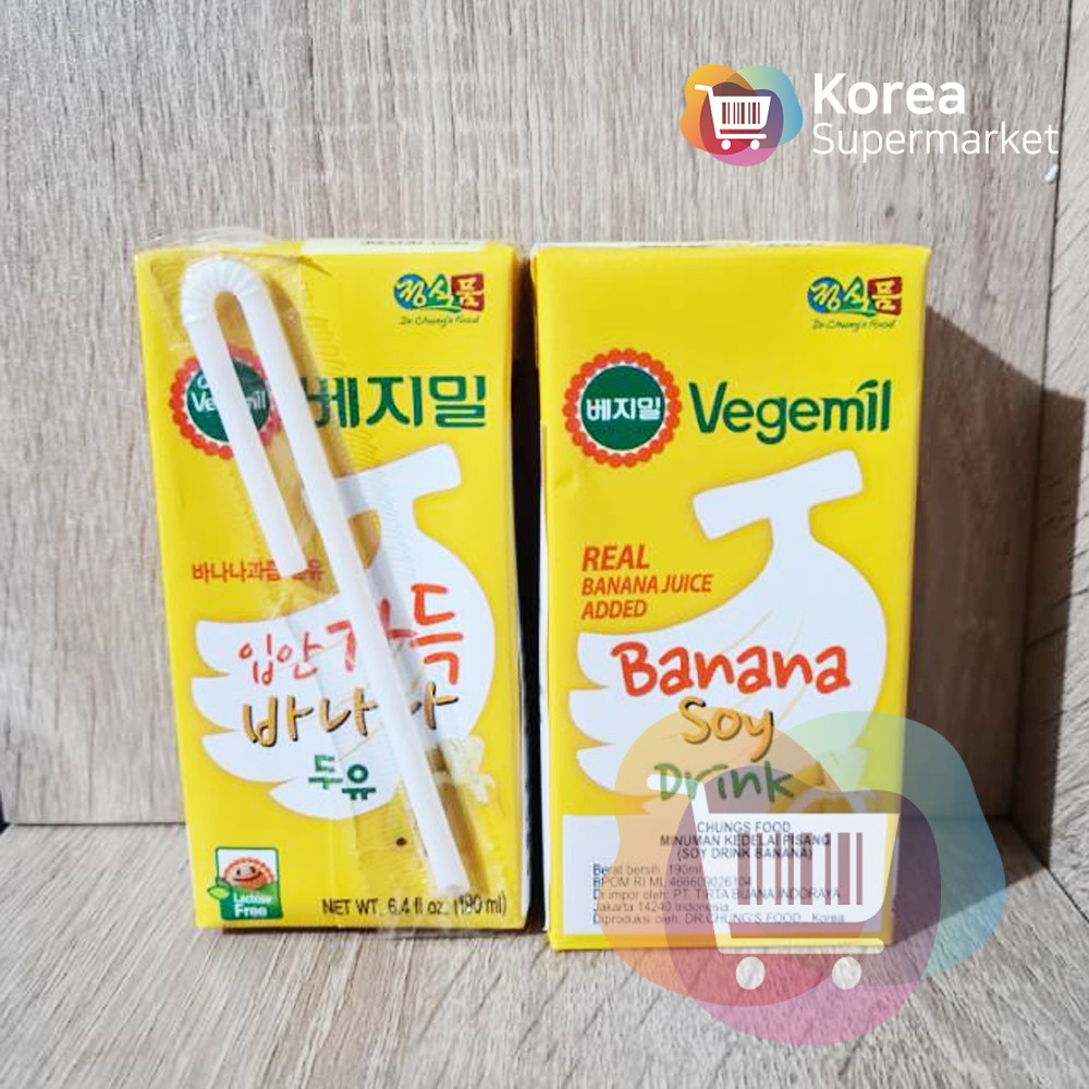 Chungs Food Soy Drink Banana 190ml/Minuman Susu Rasa Pisang Asli Korea