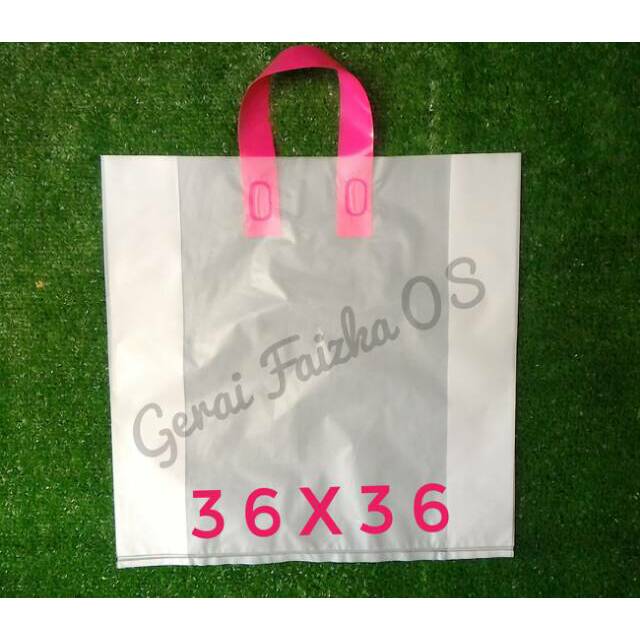 PLASTIK HD SHOPPING BAG PUTIH TRANSPARAN BURAM 36x36