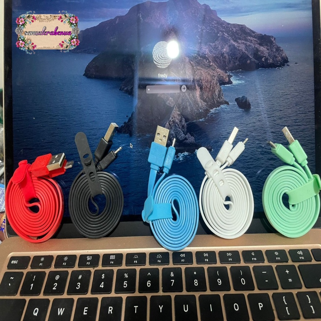 BM027 Kabel data pipih gepeng charger diinami 2.4A Micro iPhone tipe c usb fastcharcing SB2984