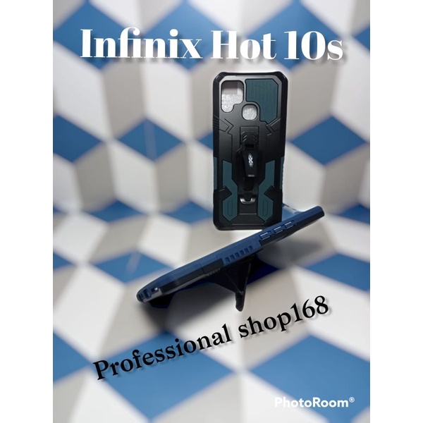 PS - INFINIX HOT 10s CASE ROBOT CASE I-CRYSTAL SERIES STANDING HARDCASE KLIP CASE COVER CASING HP