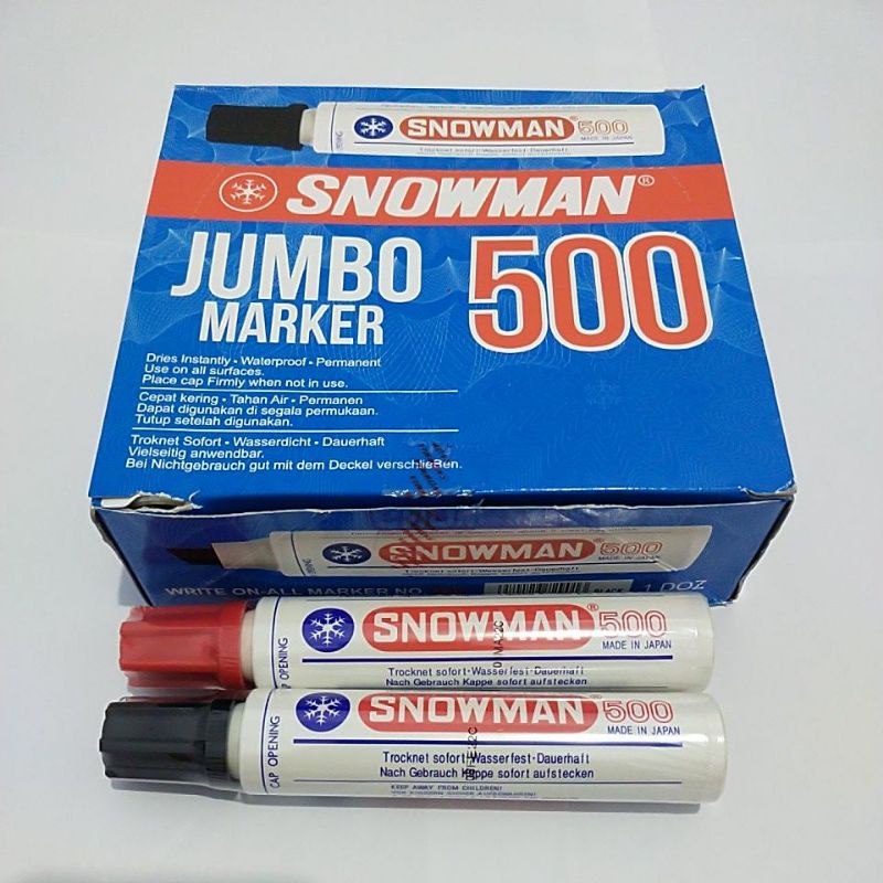 

Spidol SNOWMAN Permanent Jumbo Marker 500 (Hitam,Biru,Merah) Besar