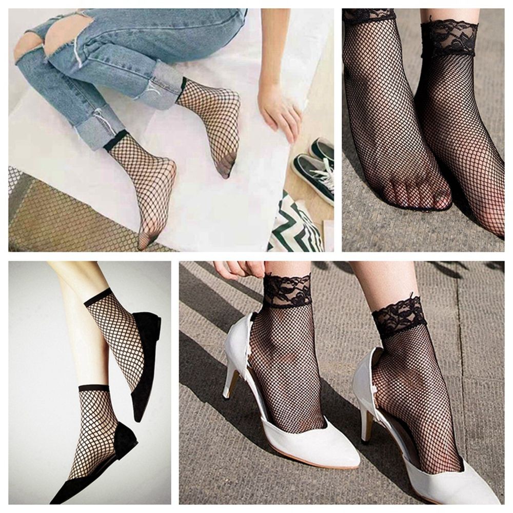  Kaos  Kaki  Semata Kaki  Sexy Bahan Lace Motif Bunga Warna  