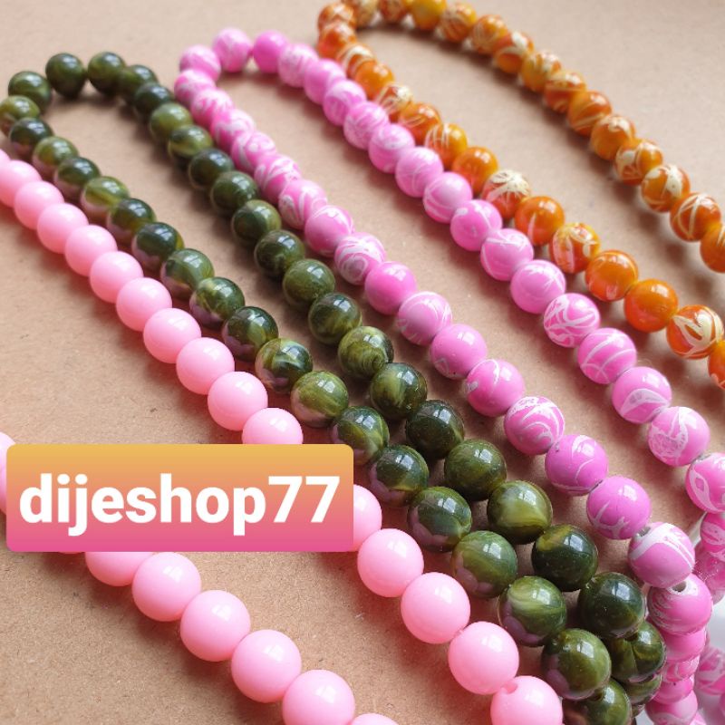 Manik Batu Pirus Pyrus Brush Marmer 8mm ( per string ) / Mutiara Marmer Mote Manik 8 mm / manik gela