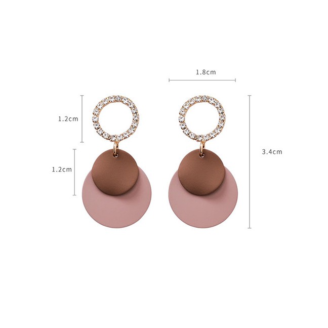 LRC Anting Tusuk Fashion Gold 925 Silver Needle Round Geometric Contrast Painted Earrings D42759